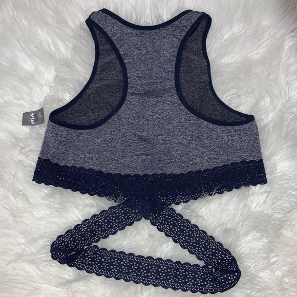 NWT DARK BLUE Aerie wrap around tank crop top. - Picture 3 of 4
